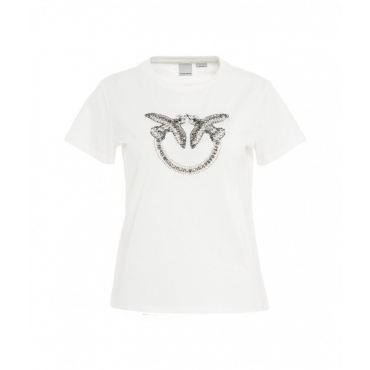 T-shirt Quentin con strass logo bianco