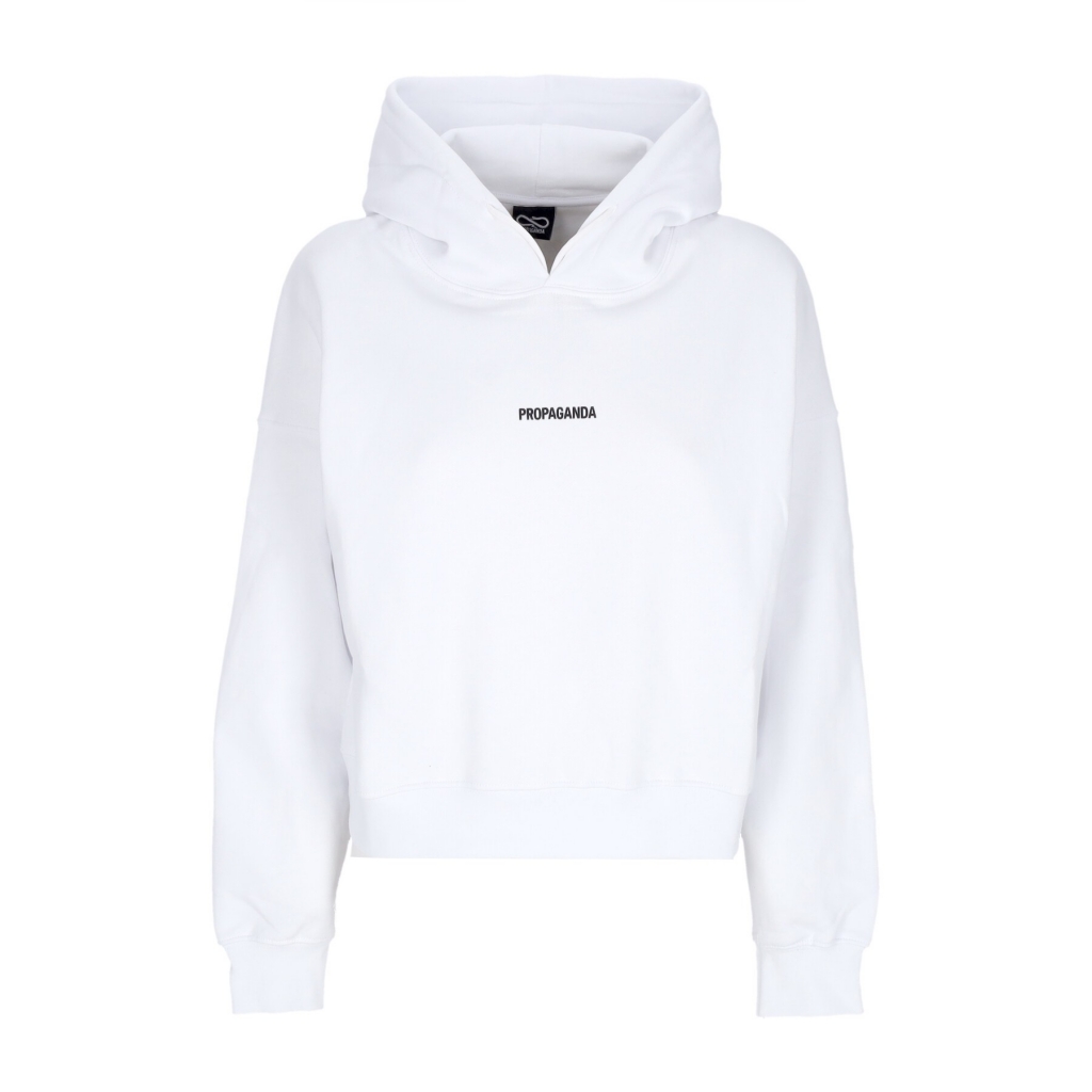 felpa cappuccio corta donna w ribs hoodie WHITE