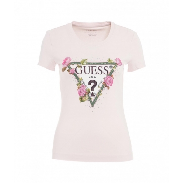 T-shirt con strass rosa