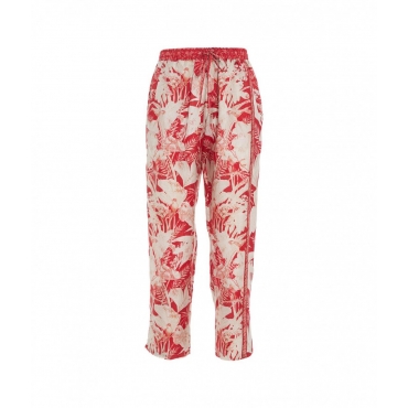 Pantaloni con stampa tropicale rosso
