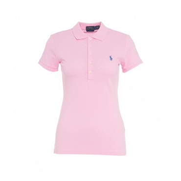 Polo con logo ricamato pink