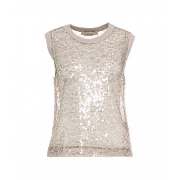 Top con paillettes rosa antico