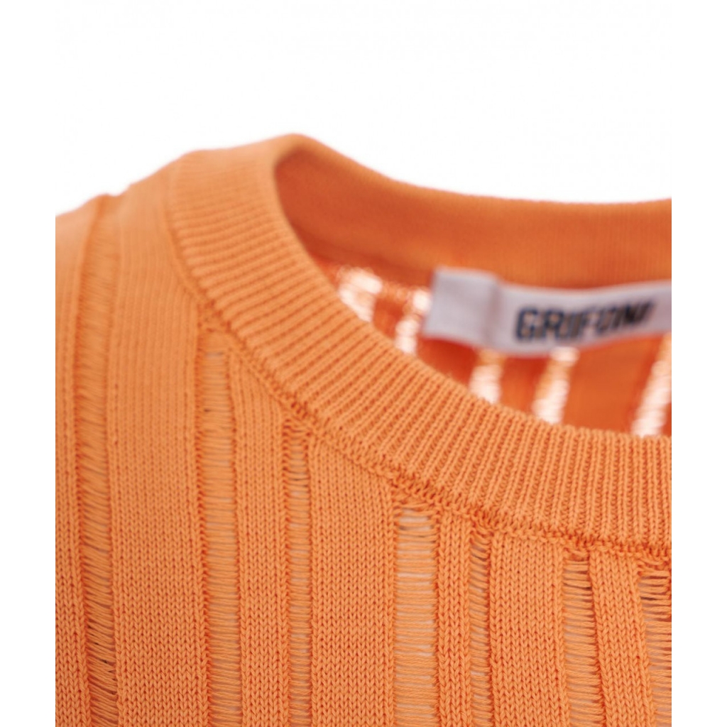 Top in maglia a coste arancione