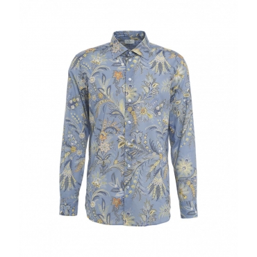 Camicia con stampa floreale azzurro