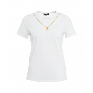 T-shirt con collana logata bianco