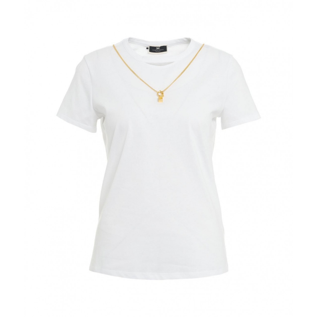 T-shirt con collana logata bianco