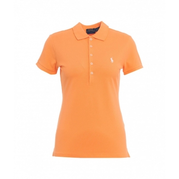 Polo con logo ricamato arancione