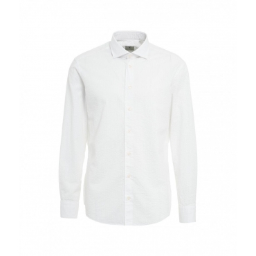 Camicia con effetto waffle bianco