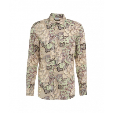 Camicia con stampa floreale marrone