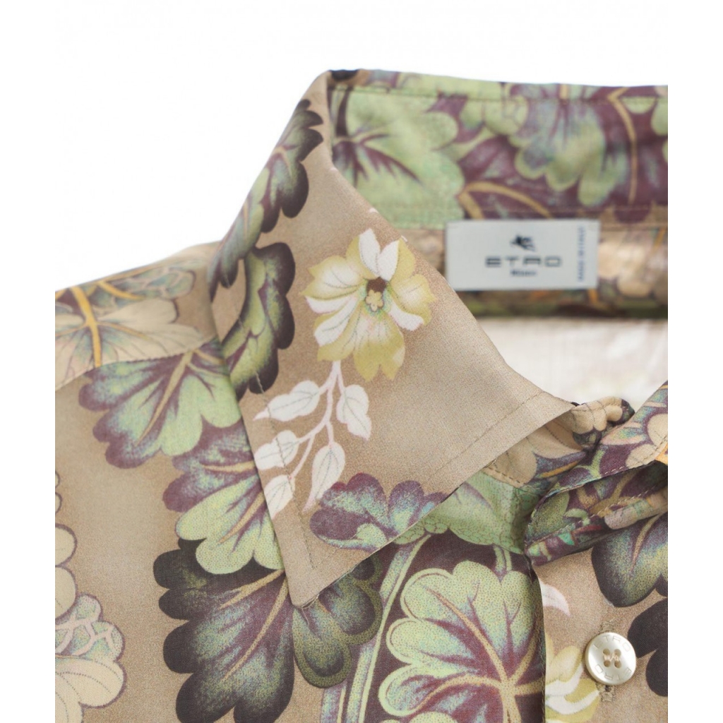 Camicia con stampa floreale marrone