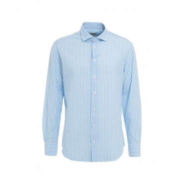 Camicia con righe a contrasto blu