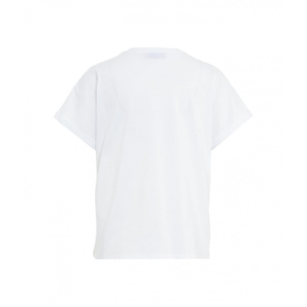 T-shirt con etichetta logo bianco