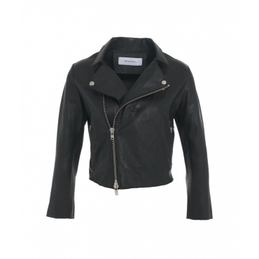 Giacca biker in pelle nero