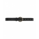 Leather belt with buckle nero