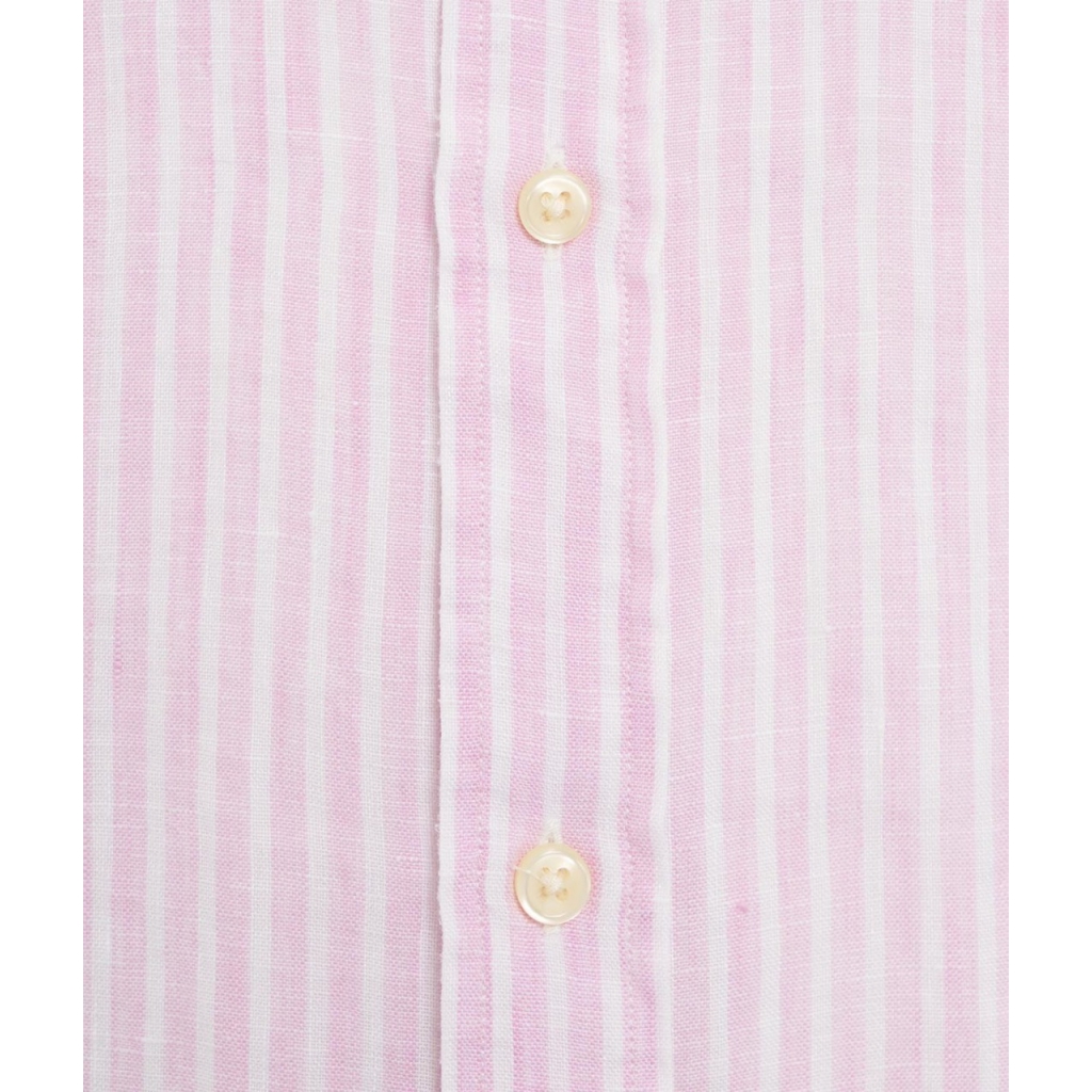 Camicia in lino con ricamo del logo pink