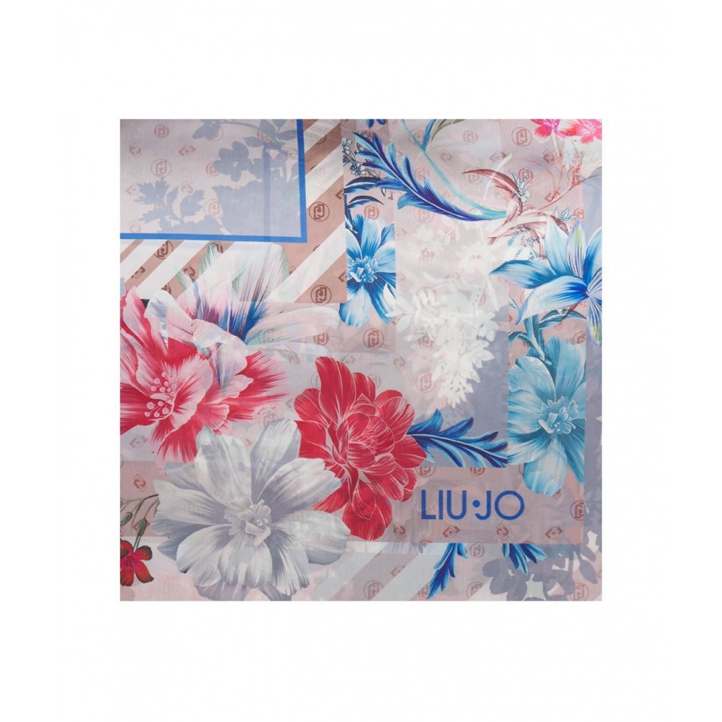 Foulard con stampa floreale multicolore