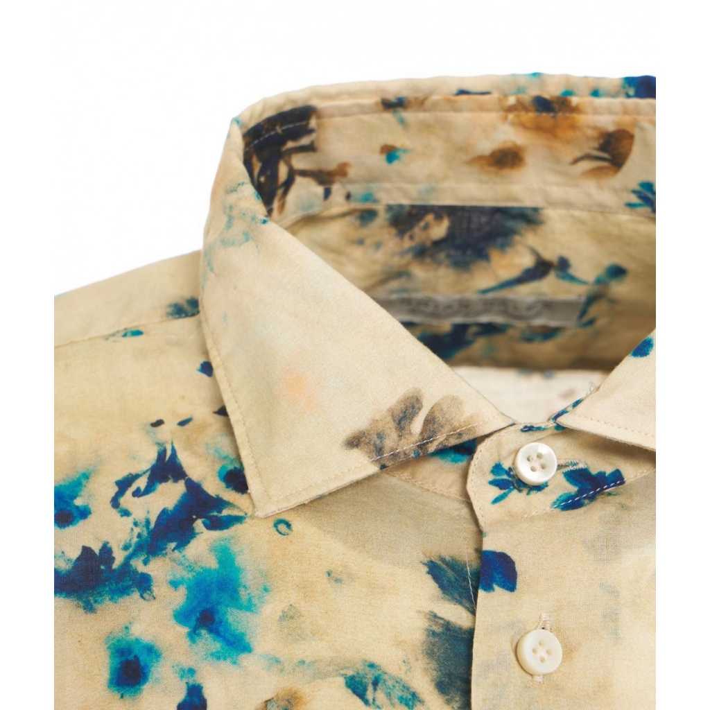 Camicia con stampa floreale beige