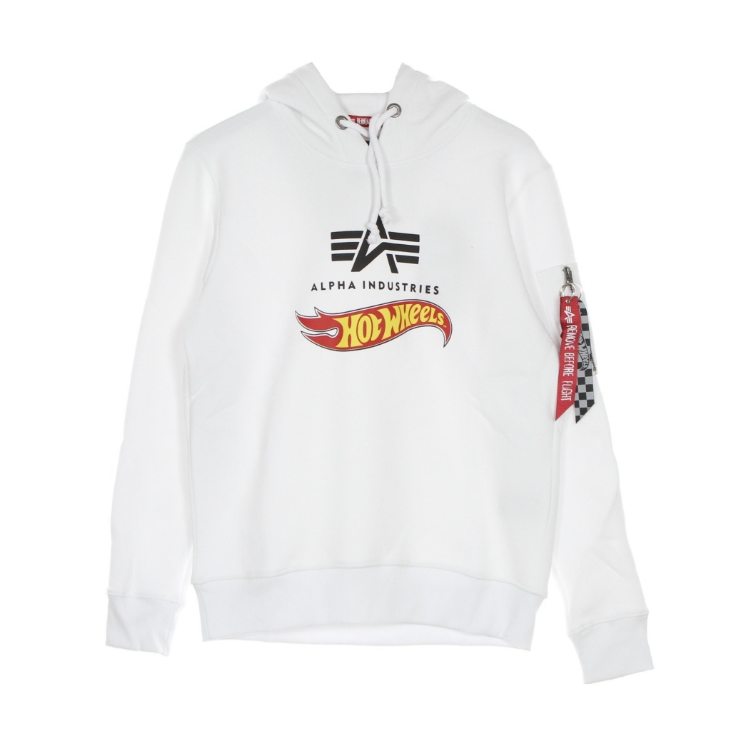 felpa cappuccio uomo hot wheels flag hoody WHITE