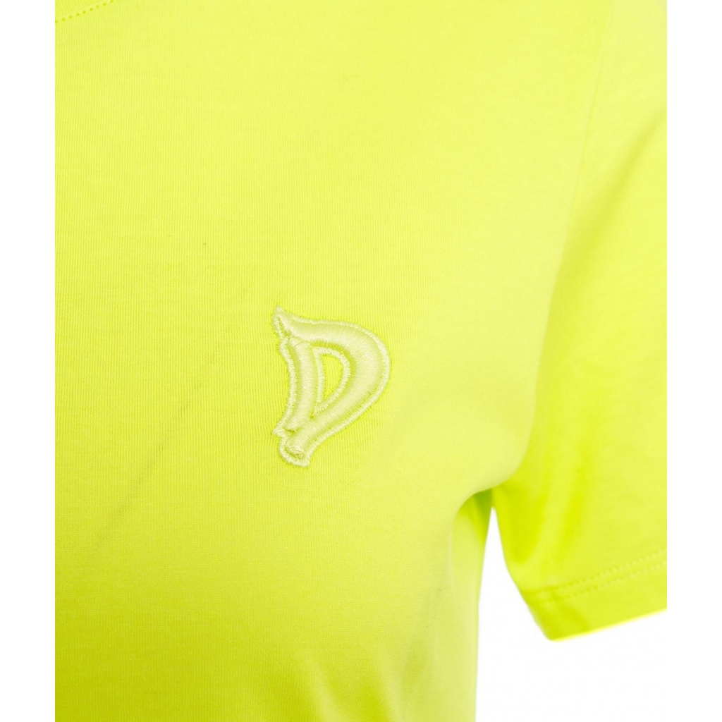 T-shirt con logo ricamato giallo fluorescente