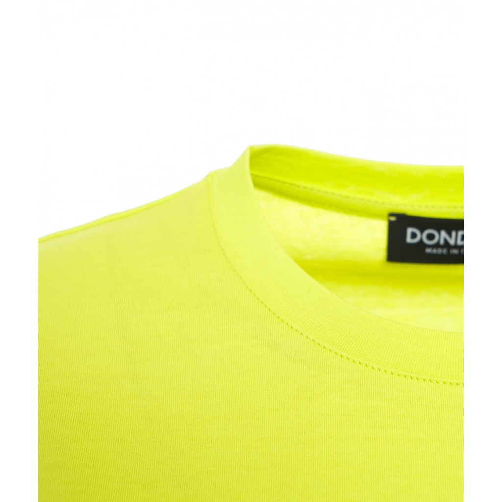 T-shirt con logo ricamato giallo fluorescente