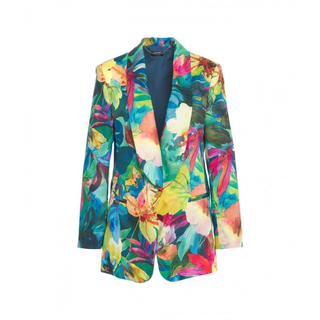 Blazer con stampa floreale multicolore