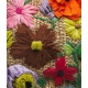 Borsa in rafia con dettagli floreali multicolore