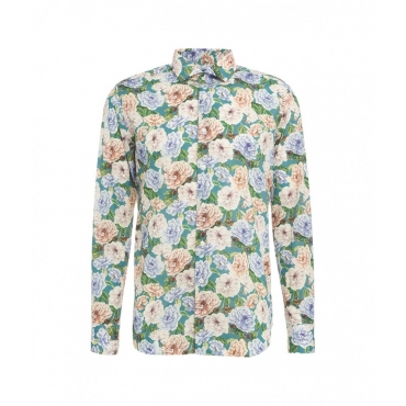 Camicia con stampa floreale verde