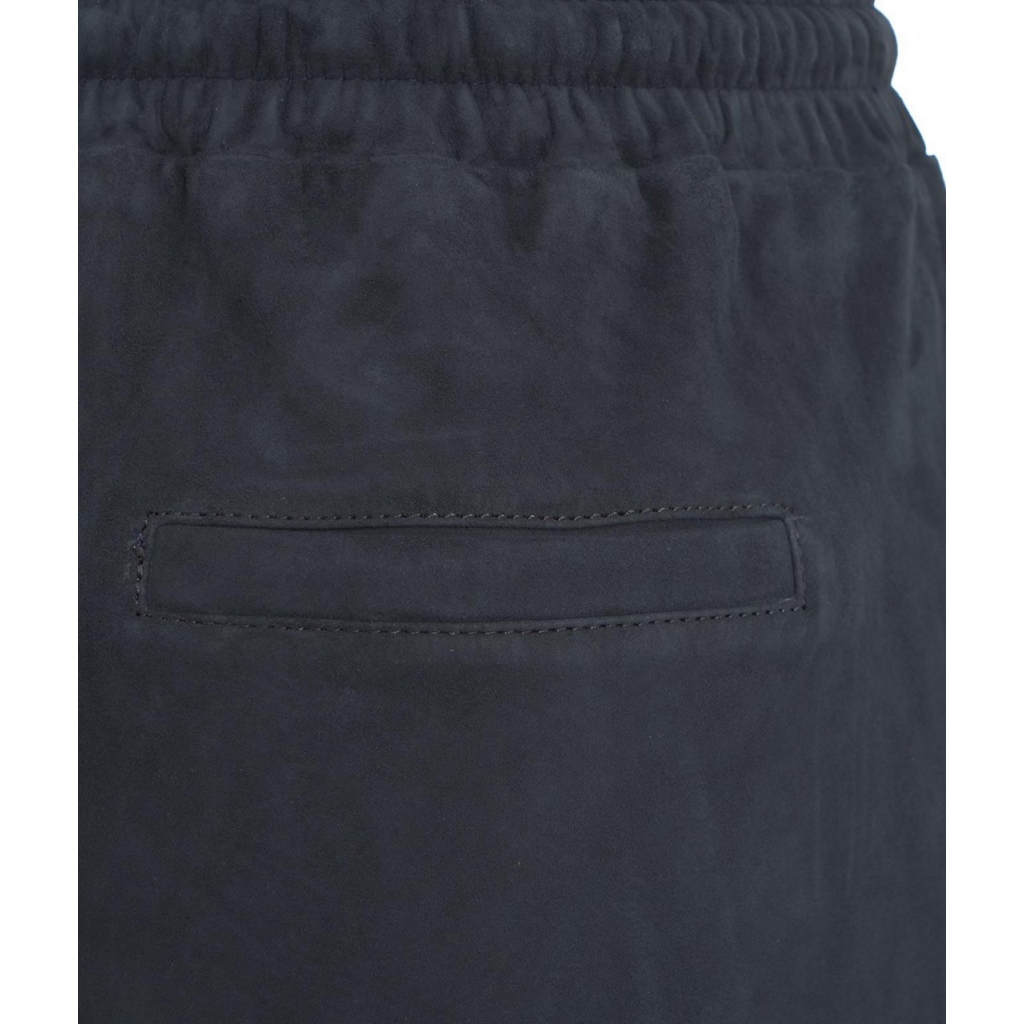 Pantaloni in pelle scamosciata blu scuro