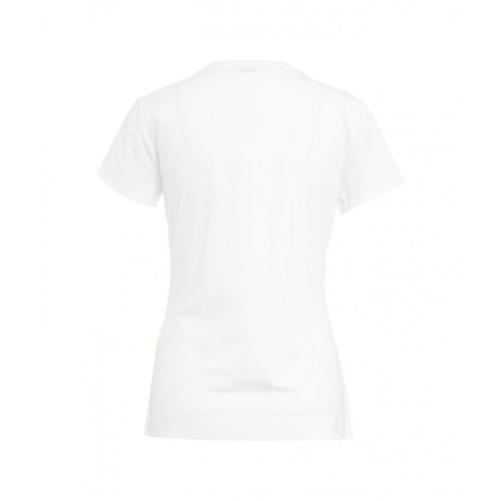 T-shirt con ricamo di perline bianco