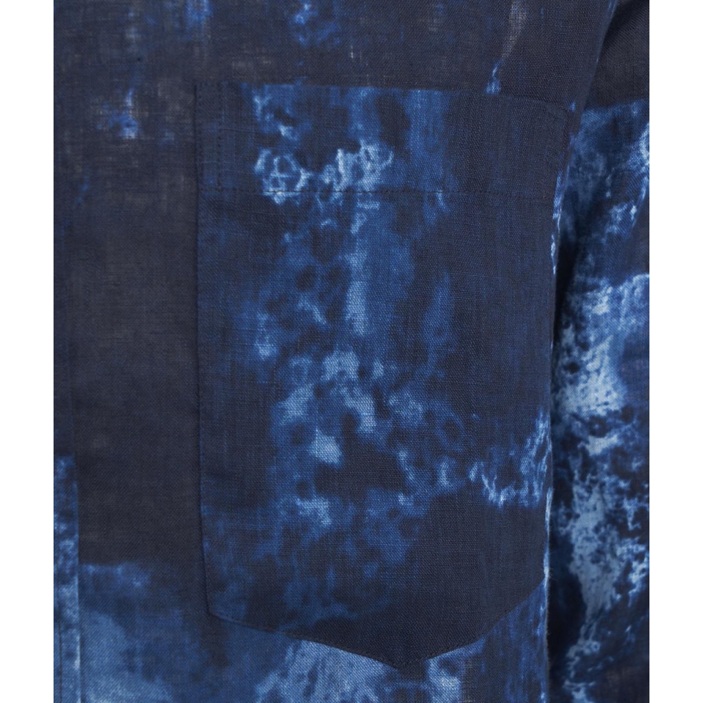 Camicia in lino con stampa blu