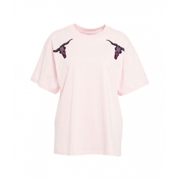 T-shirt con stampa logo rosa