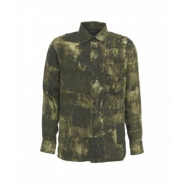 Camicia in lino con stampa verde