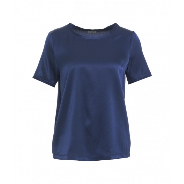 T-shirt in seta blu scuro