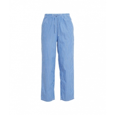 Pantaloni carrot-fit con righe blu