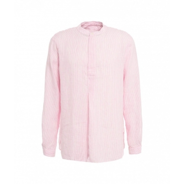 Camicia con righe a contrasto pink