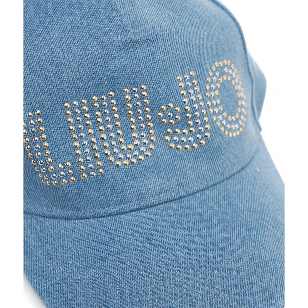 Cappello da baseball con logo in strass blu