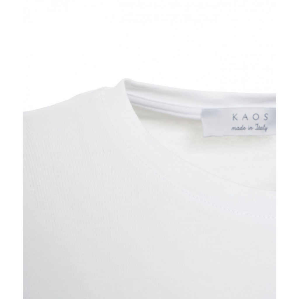 T-shirt con stampa e borchie bianco