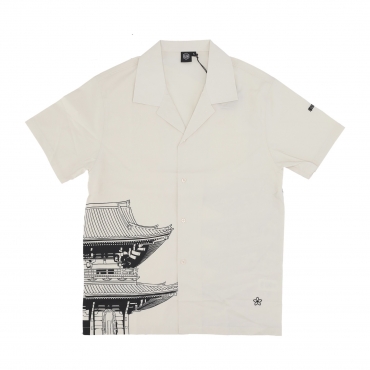 camicia manica corta uomo bench tokyo bowling shirt BEIGE/BLACK