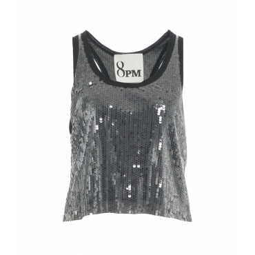 Sequin top nero