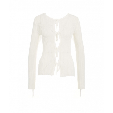 Cardigan leggero con frange bianco