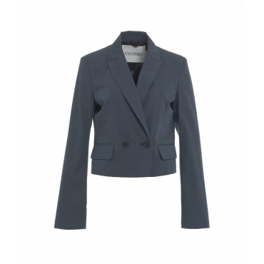 Blazer monopetto cropped blu