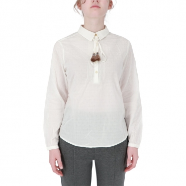 Camicia ScotchSoda Donna Pin Tuck Bib Top 0006 WHITE