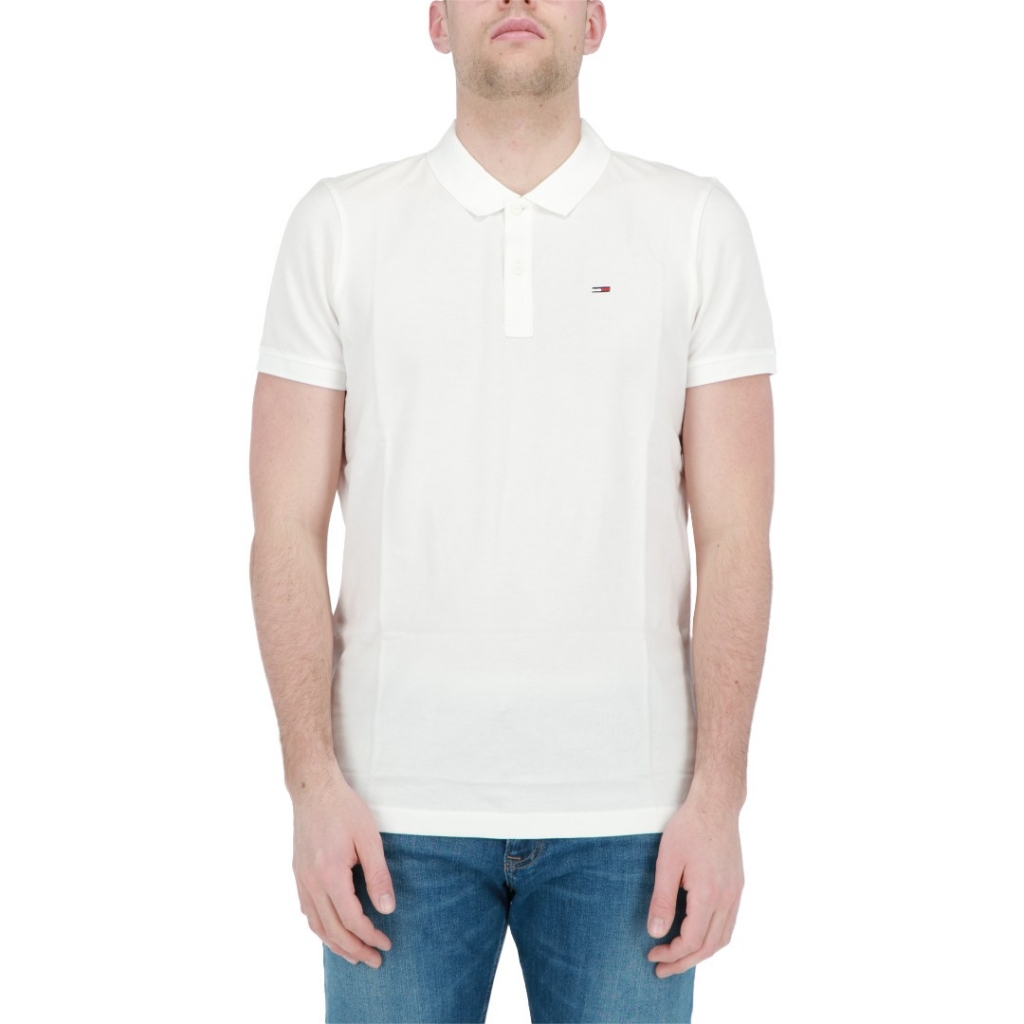 Polo Tommy Hilfiger Jeans Uomo Slim PLacke YBR WHITE