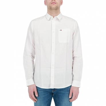 Camicia Tommy Hilfiger Jeans Uomo Linen Blend YBR WHITE