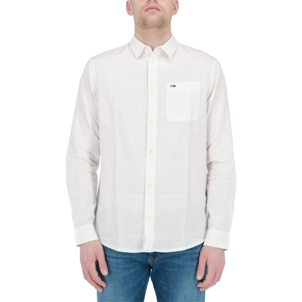 Camicia Tommy Hilfiger Jeans Uomo Linen Blend YBR WHITE