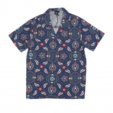 camicia manica corta uomo fronds tapestry bowling shirt BLUE