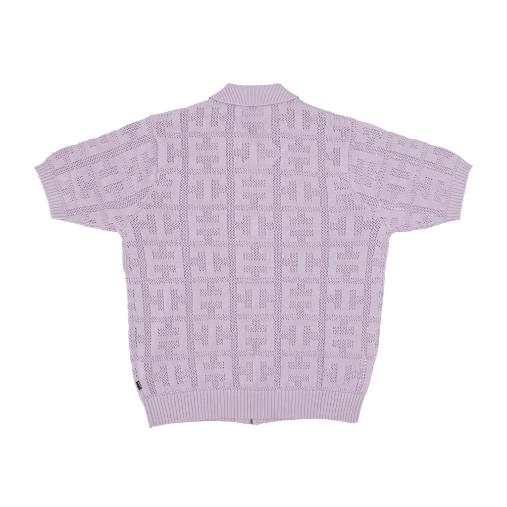 polo manica corta uomo monogram jacquard zip sweater LAVENDER