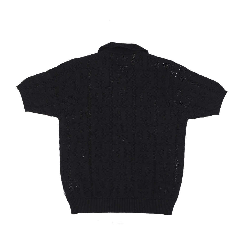 polo manica corta uomo monogram jacquard zip sweater BLACK