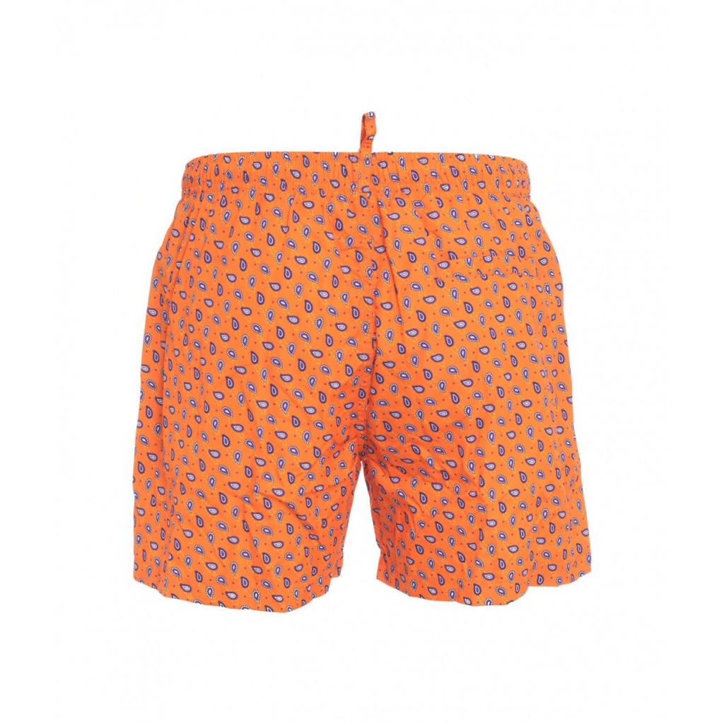 Pantaloncini da bagno con stampa paisley arancione