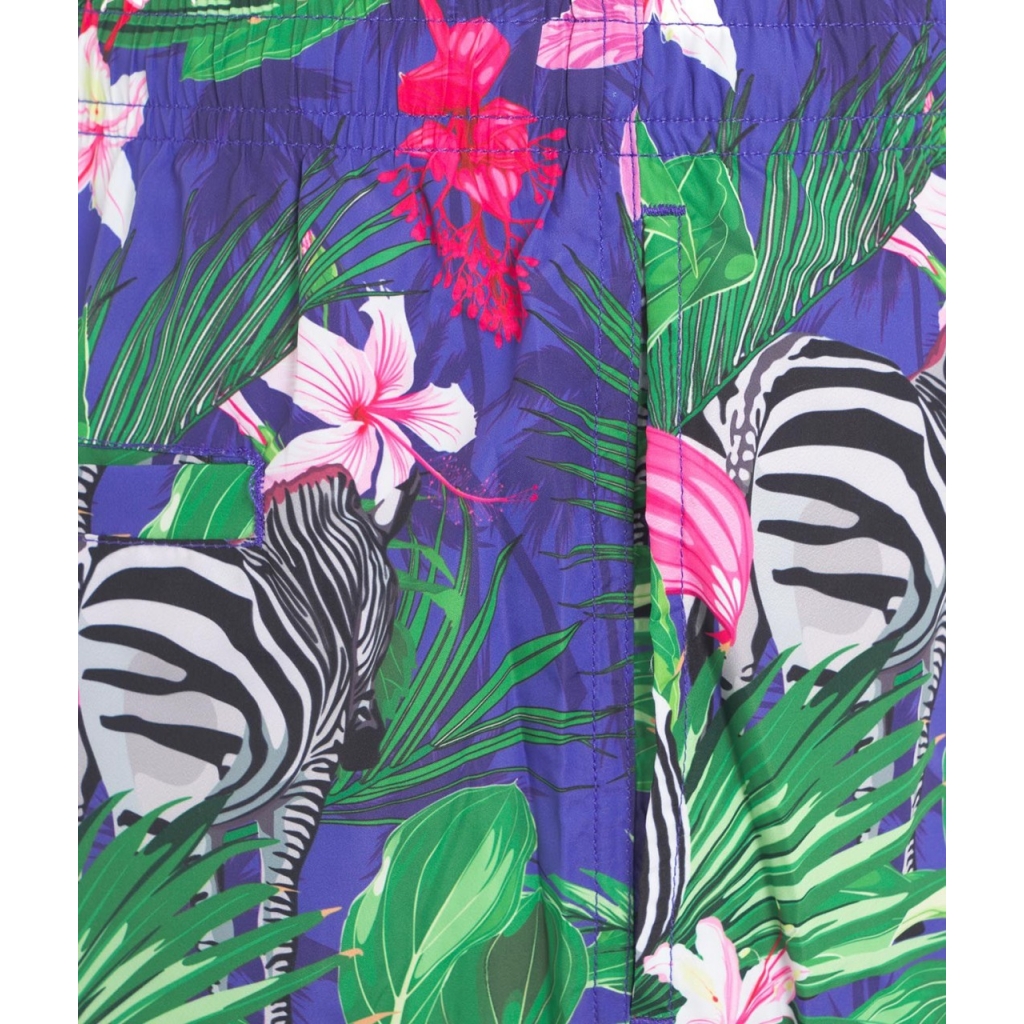 Pantaloncini da bagno con stampa tropicale multicolore